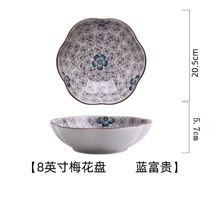 Đĩa hoa mai kiểu nhật đĩa rau đĩa cơm gốm sứ sáng tạo thị trấn cảnh đức gia dụng đĩa hoa quả cỡ lớn đĩa trái cây khô