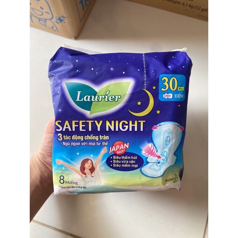 Băng Vệ Sinh Laurier Đêm 30cm,  35cm, 40cm 8 Miếng