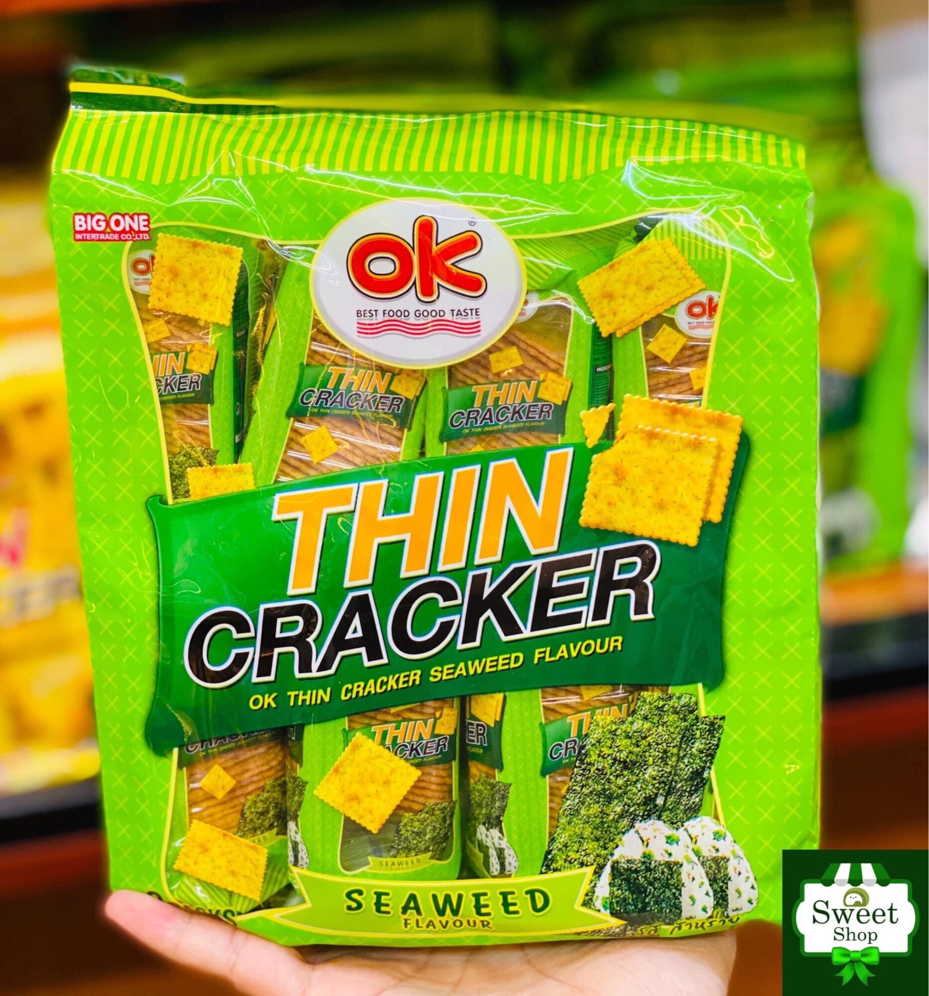 Bánh qui Ok thin cracker vị rong biển 32k/ túi 8 gói nhỏ