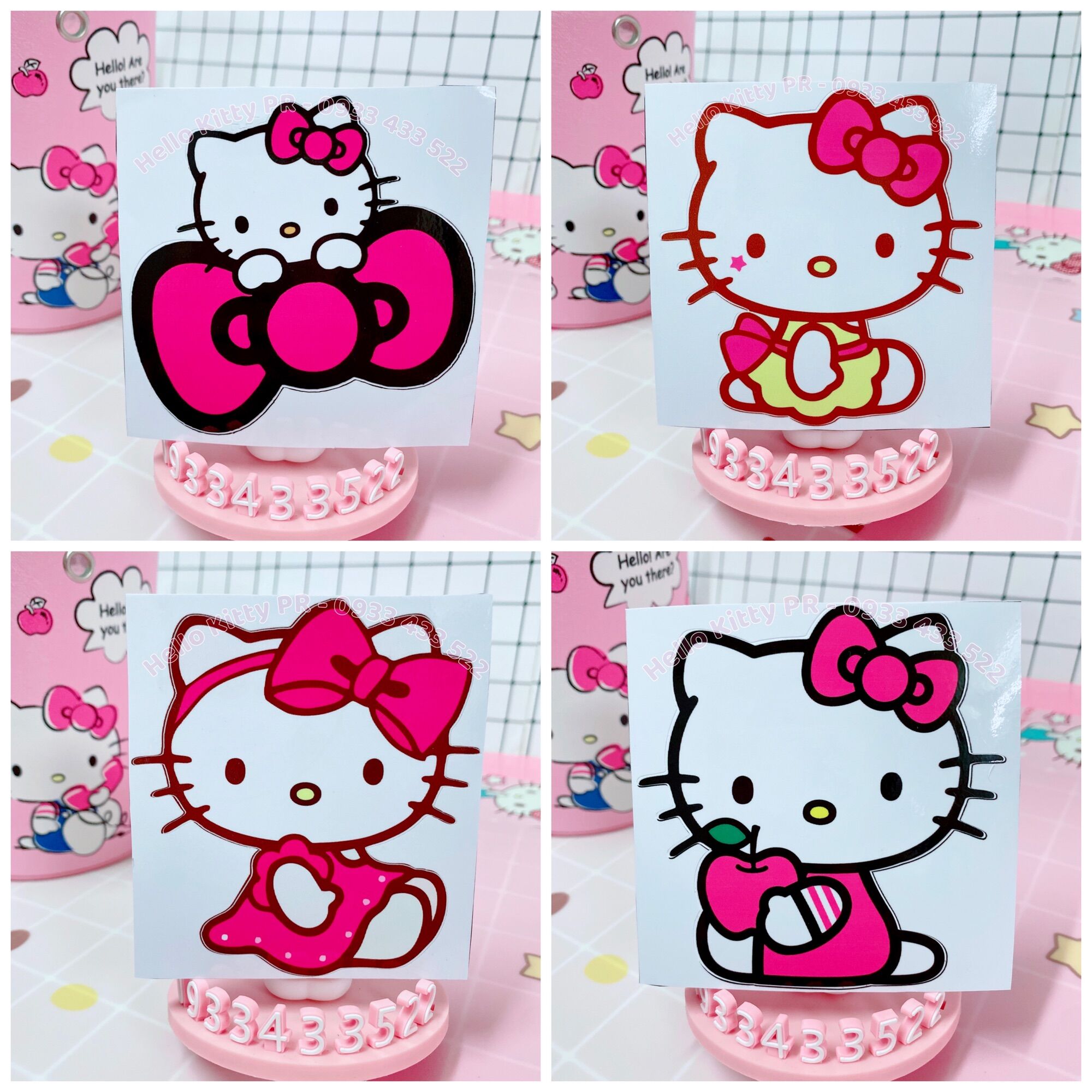 [Freeship MAX] Decal dán trang trí ( nón bảo hiểm, xe, ổ điện, tủ kính ) HelloKitty PR