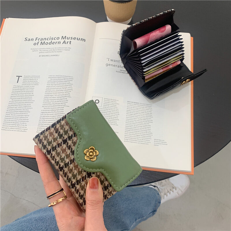 New Style Thousands of Birds Contrasting Color Folding Card Holder Purse Women Small Organ Type Exquisite High-End Bank Credit Card Cover