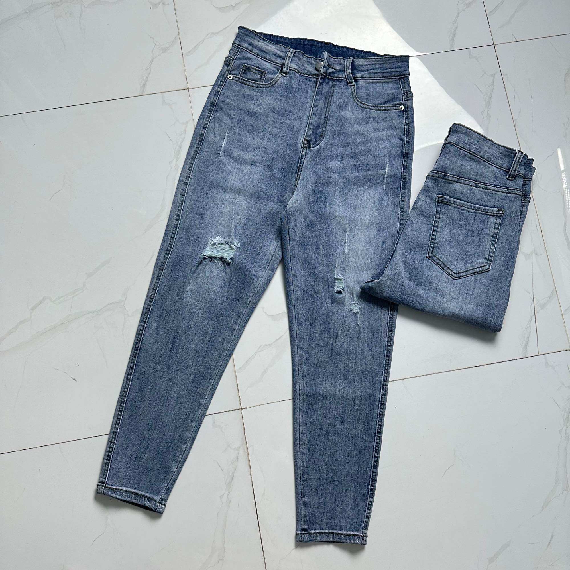 Ms 0072 rách bigsize 55-85kg quần jean form baggy 9 tấc co giãn 4 chiều