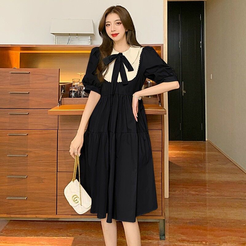 Đầm bầu công sở cổ sơ mi