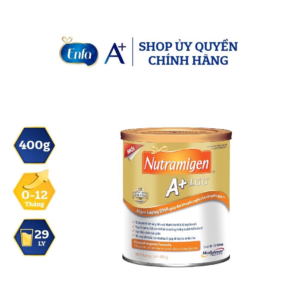 Sữa bột Nutramigen A+ Lgg 400g, cung cấp đầy đủ dưỡng chất cần thiết cho sức khỏe và sự phát triển toàn diện của trẻ
