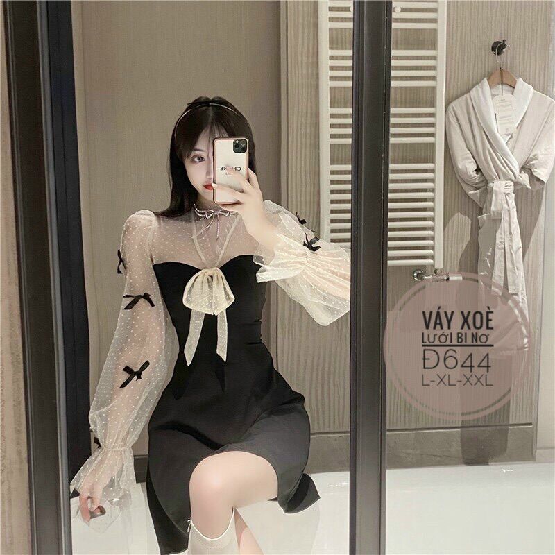 55-90kg Bigsize ĐẦM THIẾT KẾ NƠ NGỰC Đ644