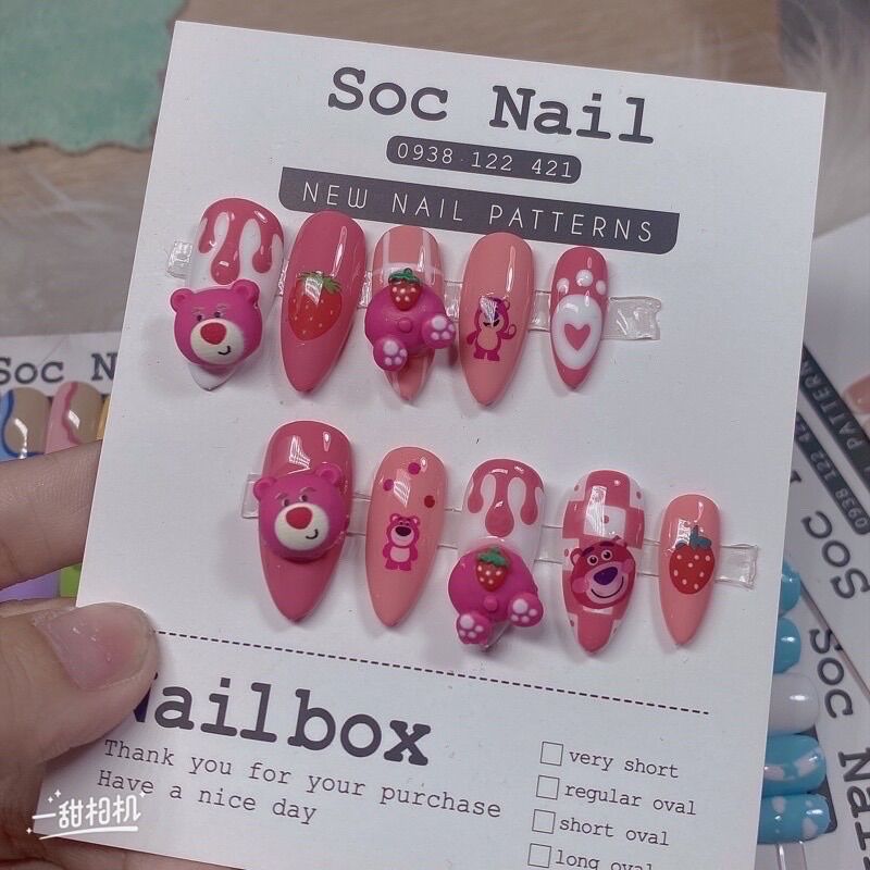 SET 10 CHARM GẮN NAIL GẤU DÂU LOTSO
