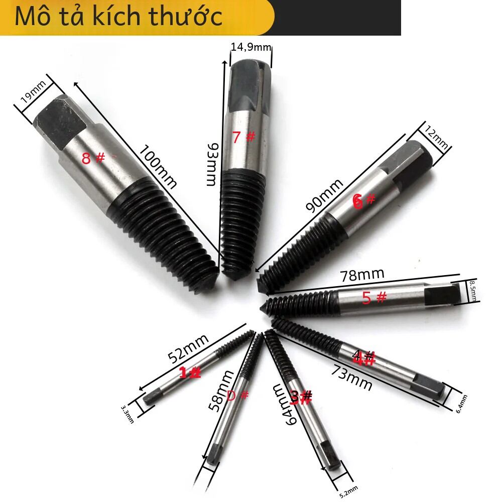 Bền Thép Cobalt Hợp Kim Vít Hỏng Tẩy Máy Hút Mũi 8 Bộ Để Khoan Kim Loại Dễ Dàng Ra Công Cụ cho Bu Lông Hư Tổn