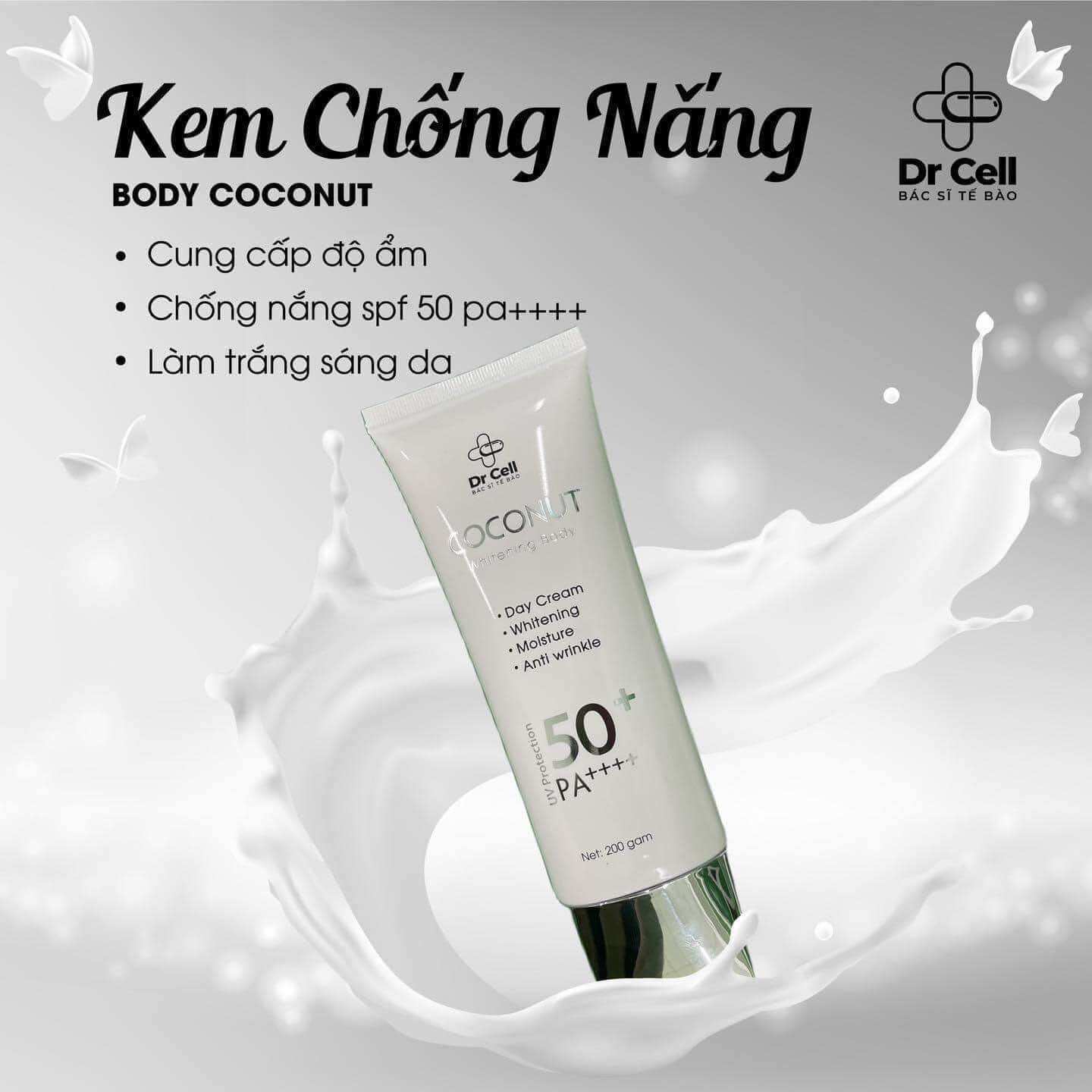 Kem dưỡng trắng hồng da body dr cell có chống nắng spf 50++++ 200g