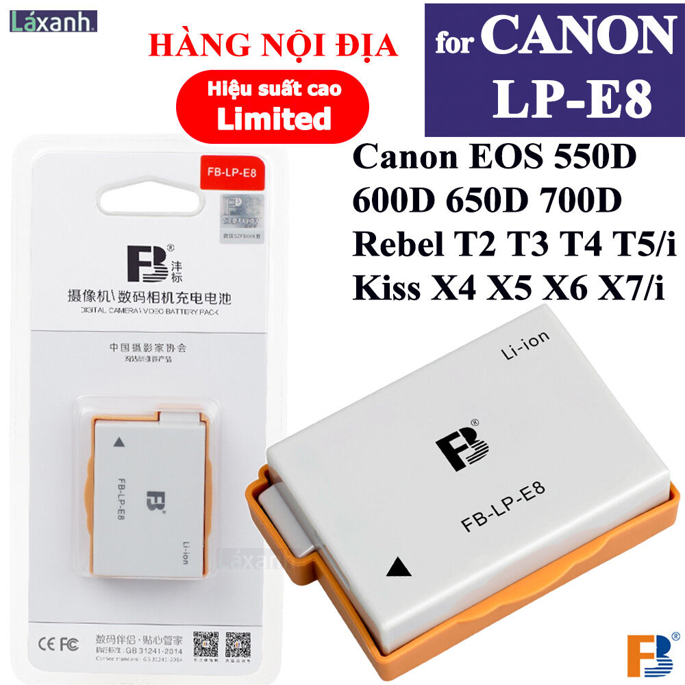 Pin máy ảnh fb canon lp-e8 canon eos 550d 600d 650d 700d kiss x4 x5 x6 x7i rebel t2i t3i t4i t5i canon lpe8 lp e8 lp-e8 lpe8