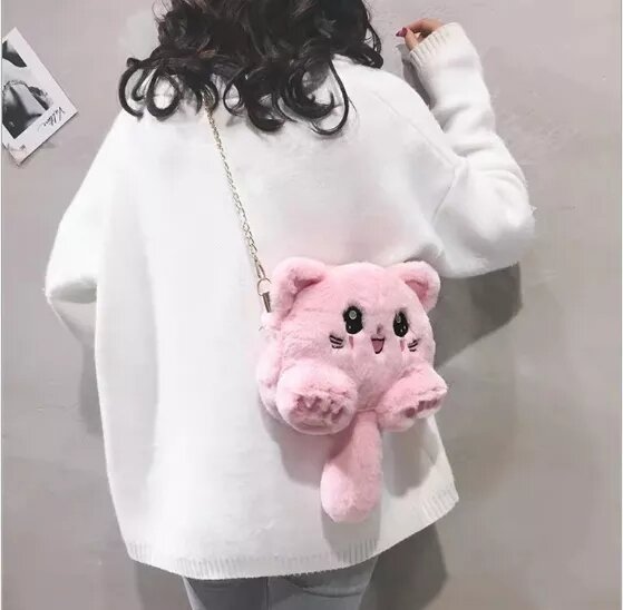 Túi lông thú hình mèo đuôi dài dễ thương