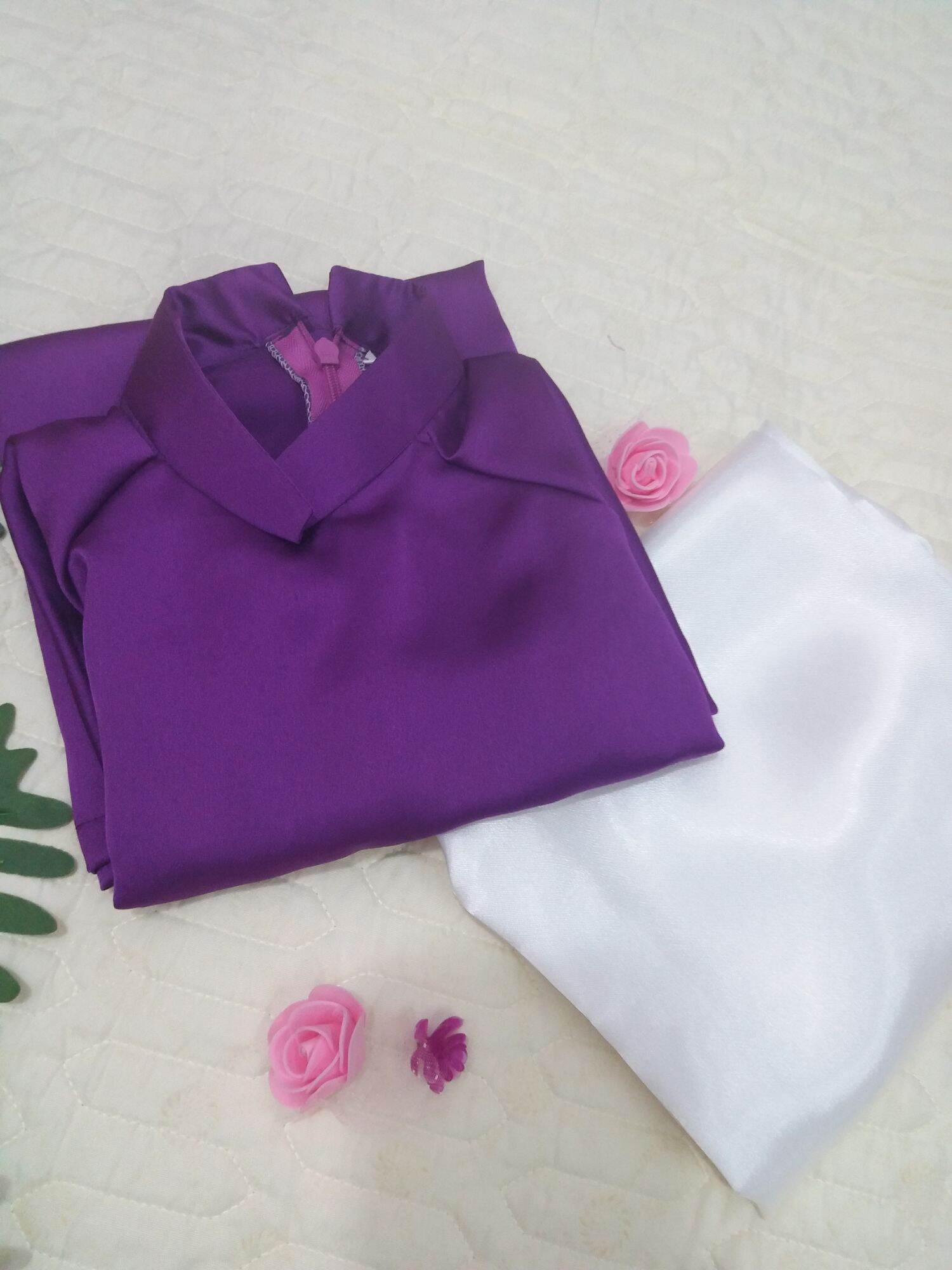Áo dài lụa satin tím huế
