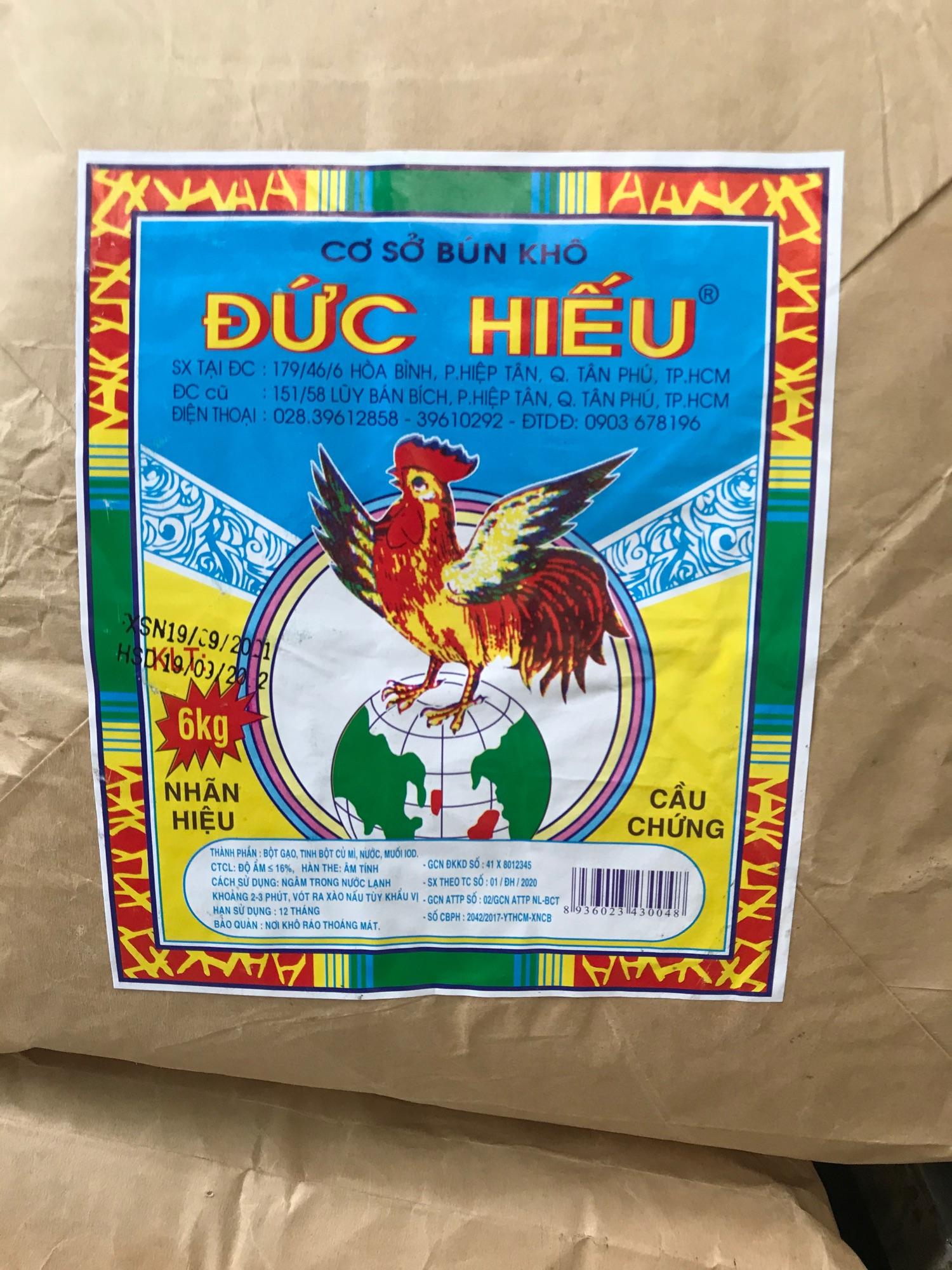 Khuyến mãi 01 cây Bún khô Đức Hiếu 6kg ( bún xá không chia gói, sợi nhỏ, dai ) [ Date mới ]