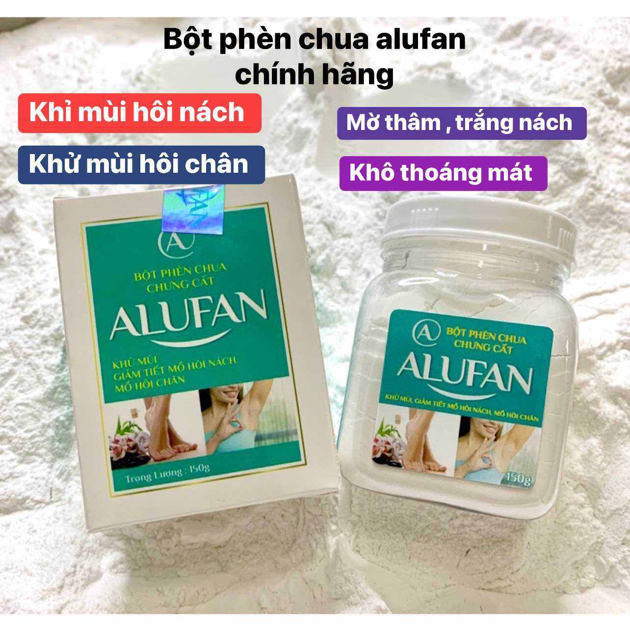 [150g]Bột phèn chua chưng cất nguyên chất (phèn phi).khử mùi hôi nách, hôi chân hiChínhhn