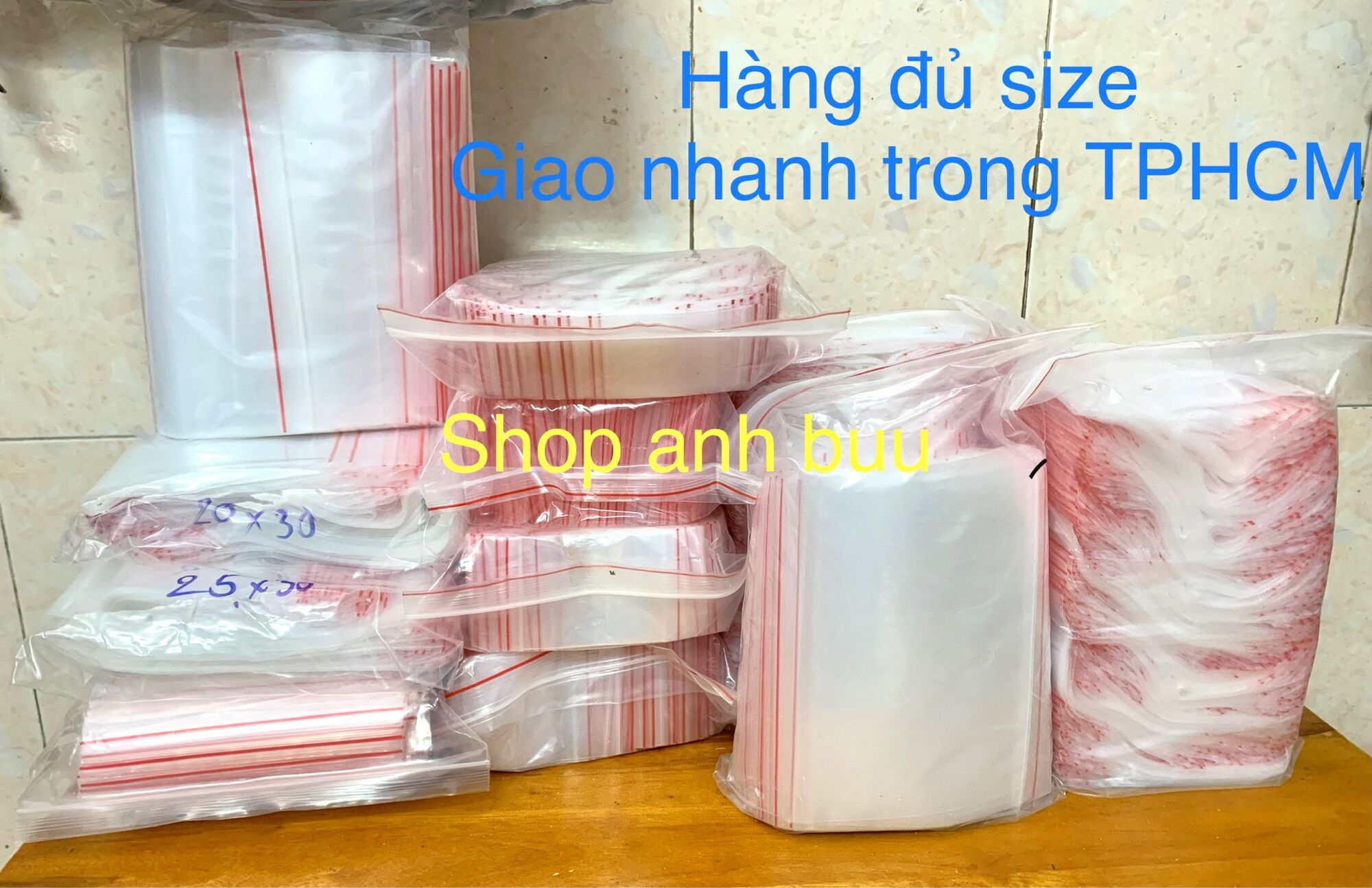 1kg túi zipper chỉ đỏ đủ size đựng từ 100g-3,5kg