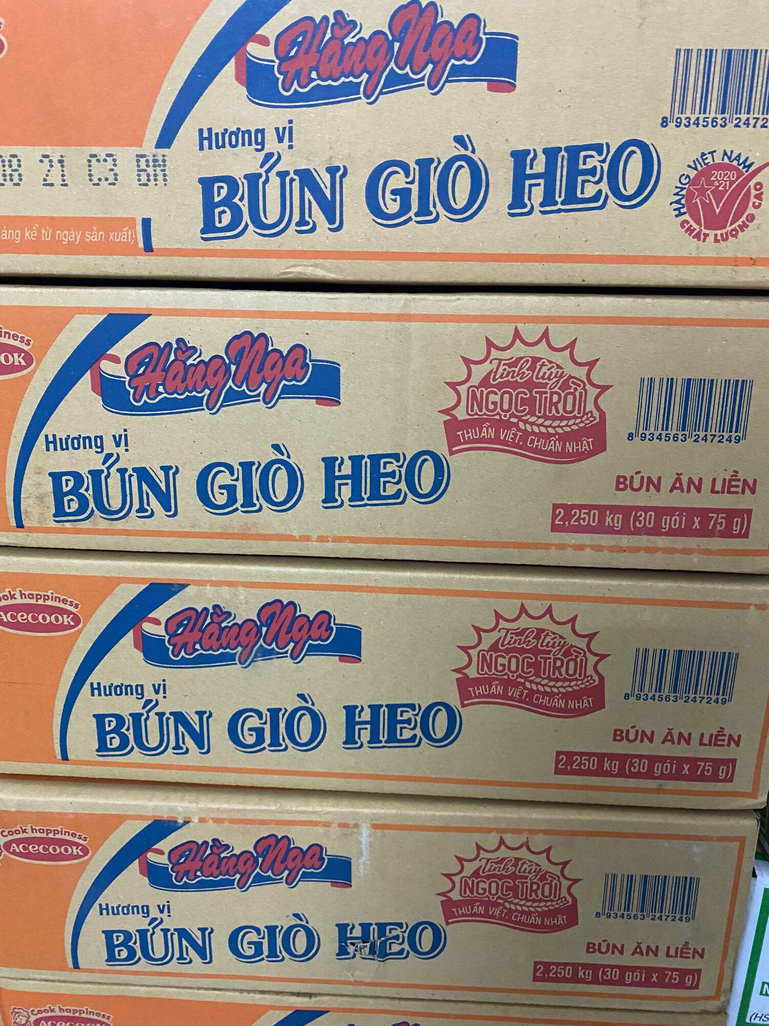 Bún giò heo Acecook Hằng Nga thùng 30gói
