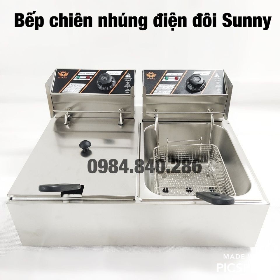 Bếp chiên nhúng điện đôi