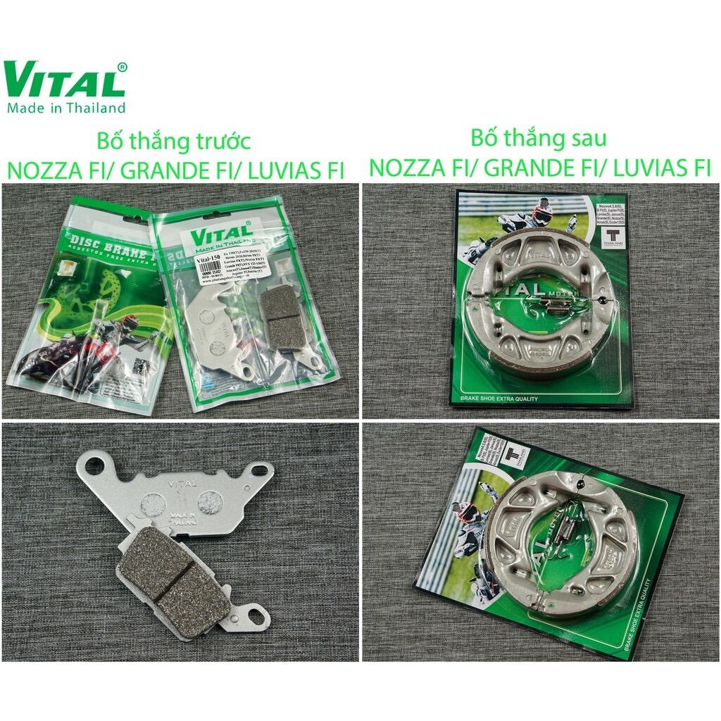Bố thắng truớc sau yamaha grande, grande fi, freego,nozza, nozza fi, luvias hiệu vital - má phanh xe máy, bố thắng đĩa vital