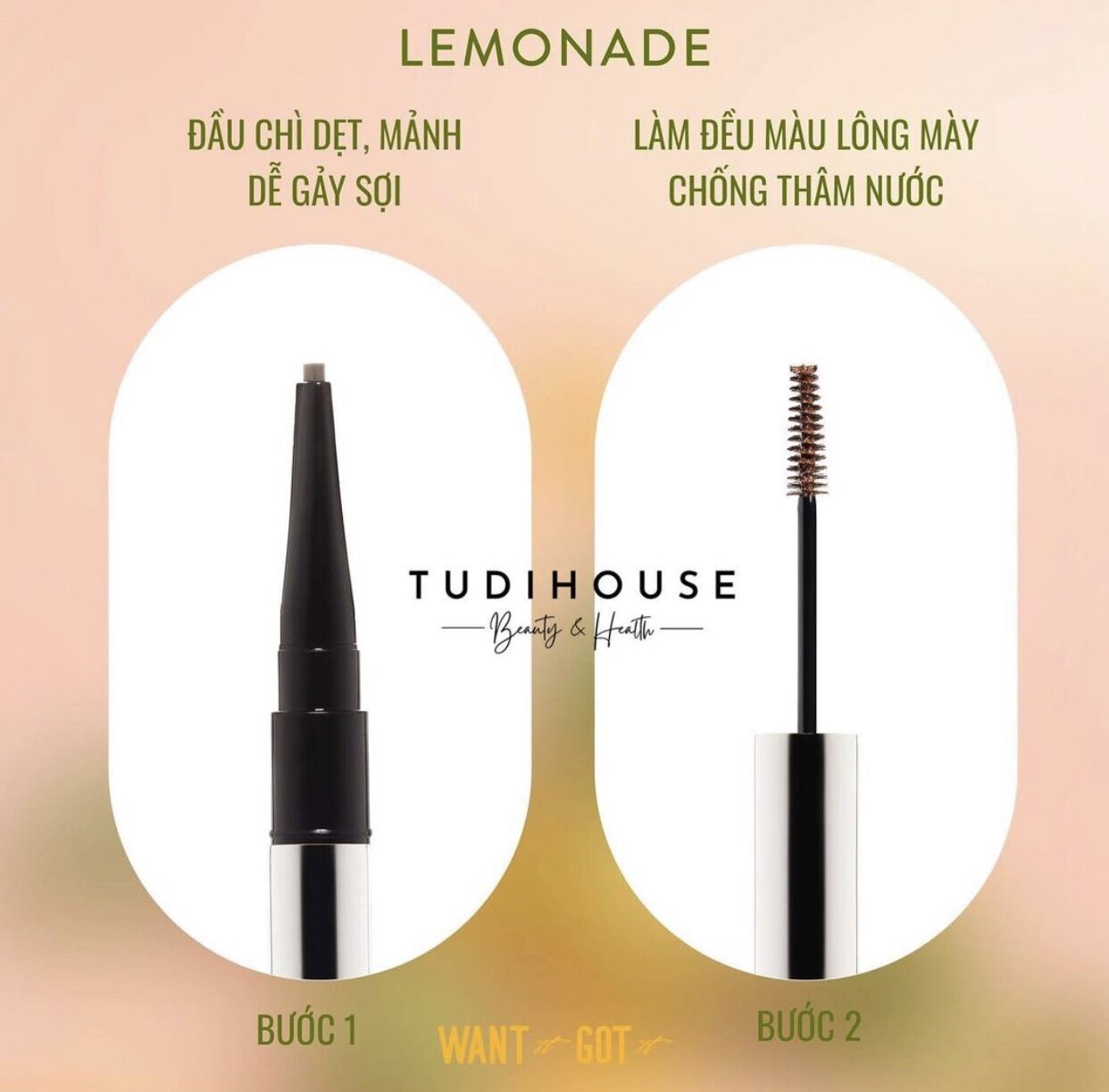 [ mẫu mới 2023 ] Chì kẻ mày 2 đầu Lemonade Want It Got It Dual Eyebrow