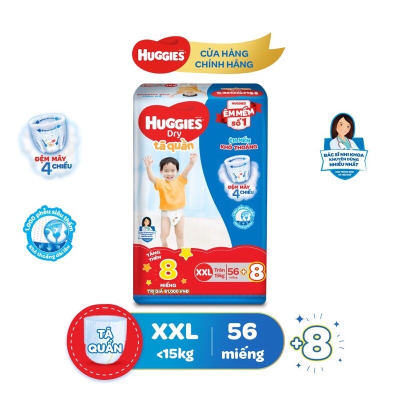 Tã bỉm quần Huggies XL 62 +8 miếng