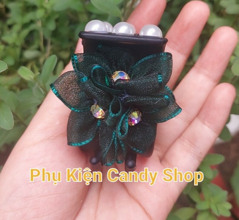 Kẹp càng cua 5 răng kết hoa đính hạt đủ màu inbox