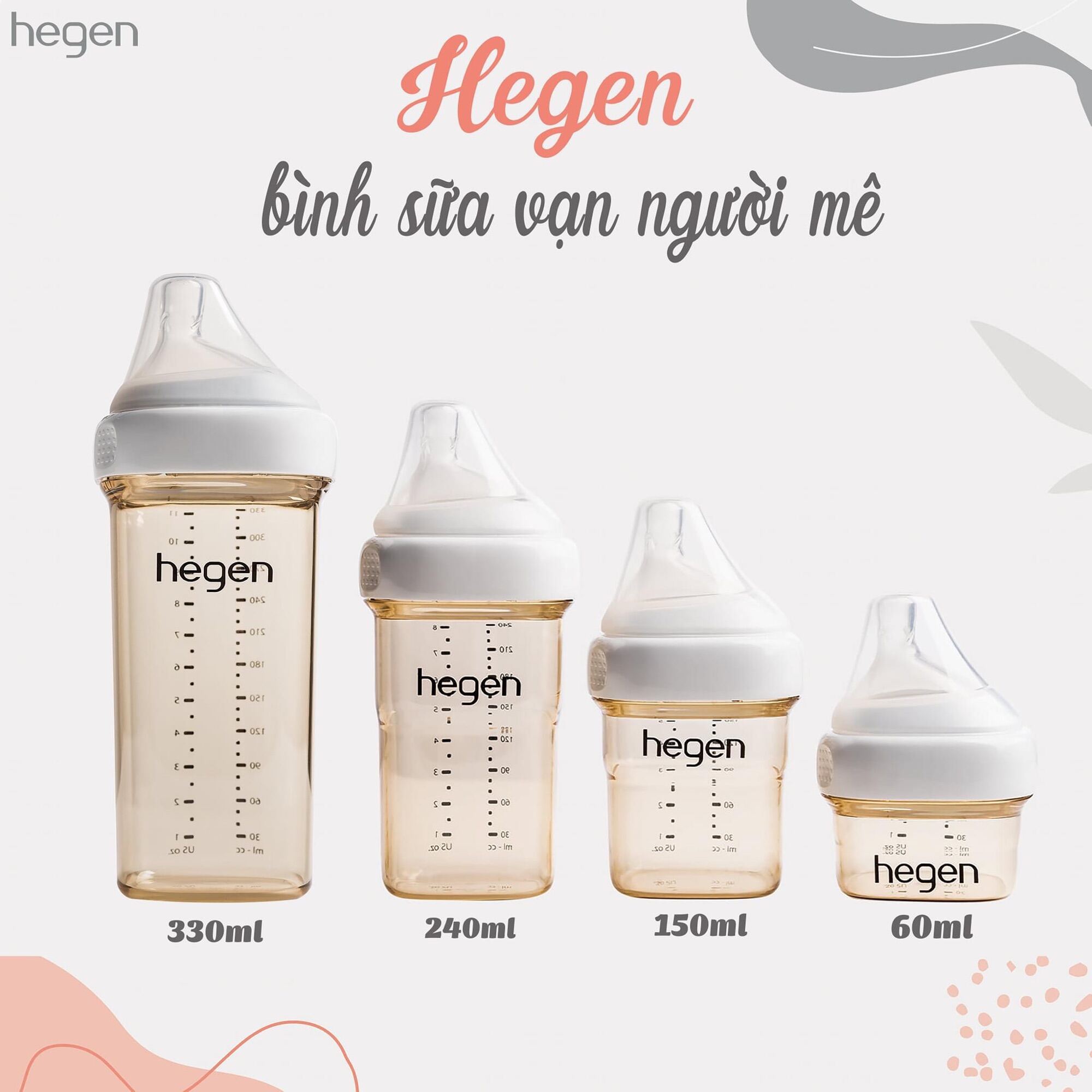Bình sữa Hegen PPSU 60ml, 150ml, 240ml, 330ml