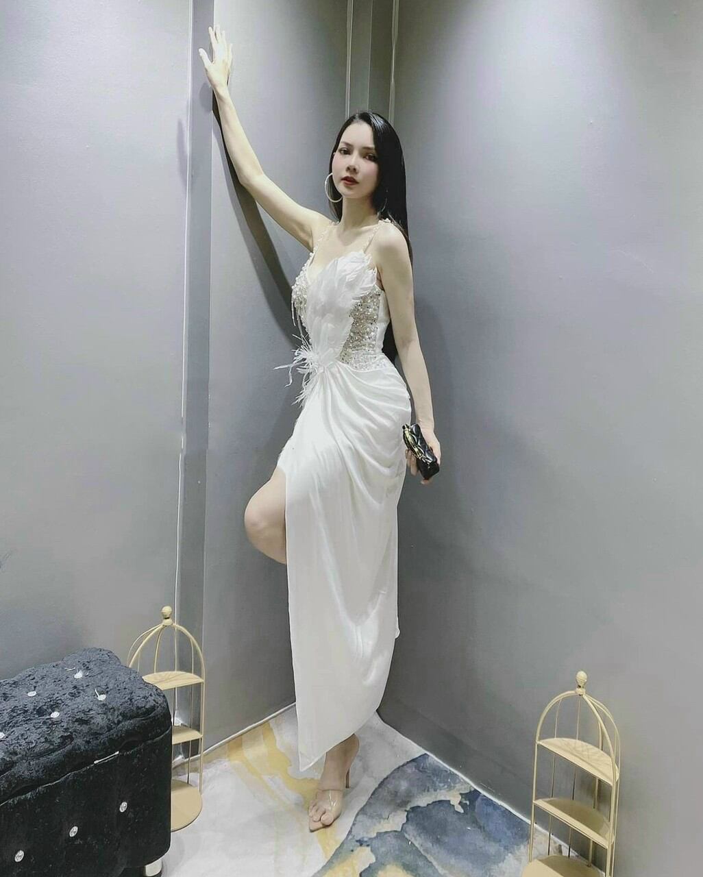 ĐẦM BODY DẠ HỘI  PHỐI LÔNG CAO CẤP