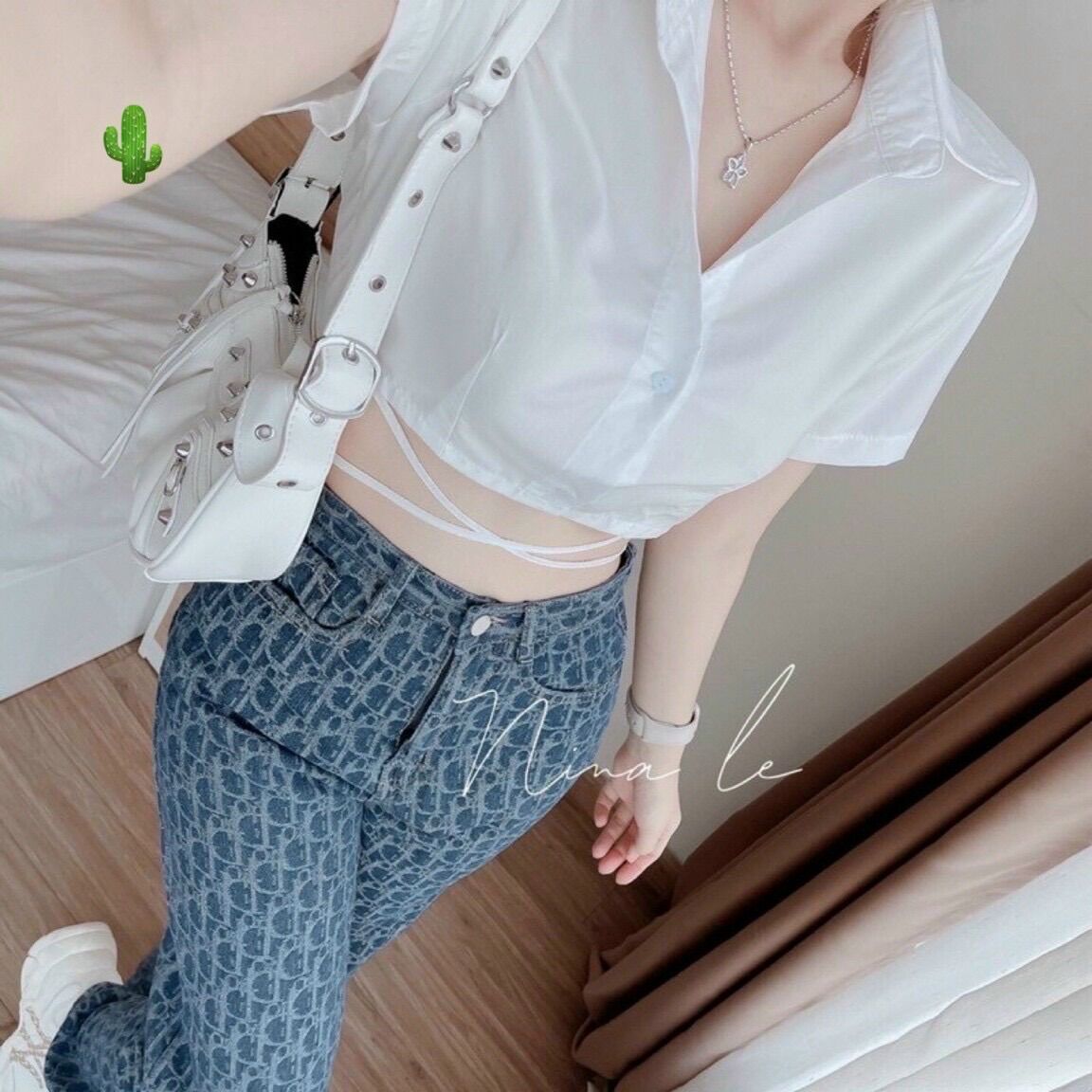Áo sơ mi dây quấn eo croptop SM20