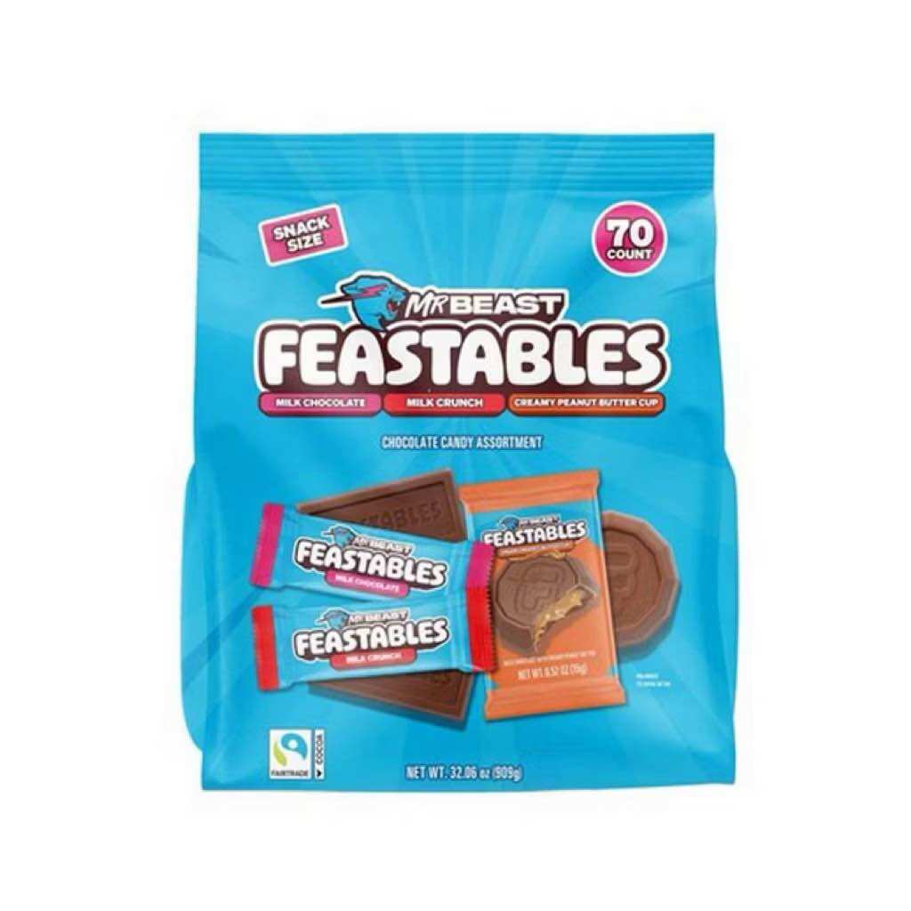 Socola Mr Beast Feastables Chocolate Candy Asortment Snack của Mỹ túi 909gr gồm 70 gói