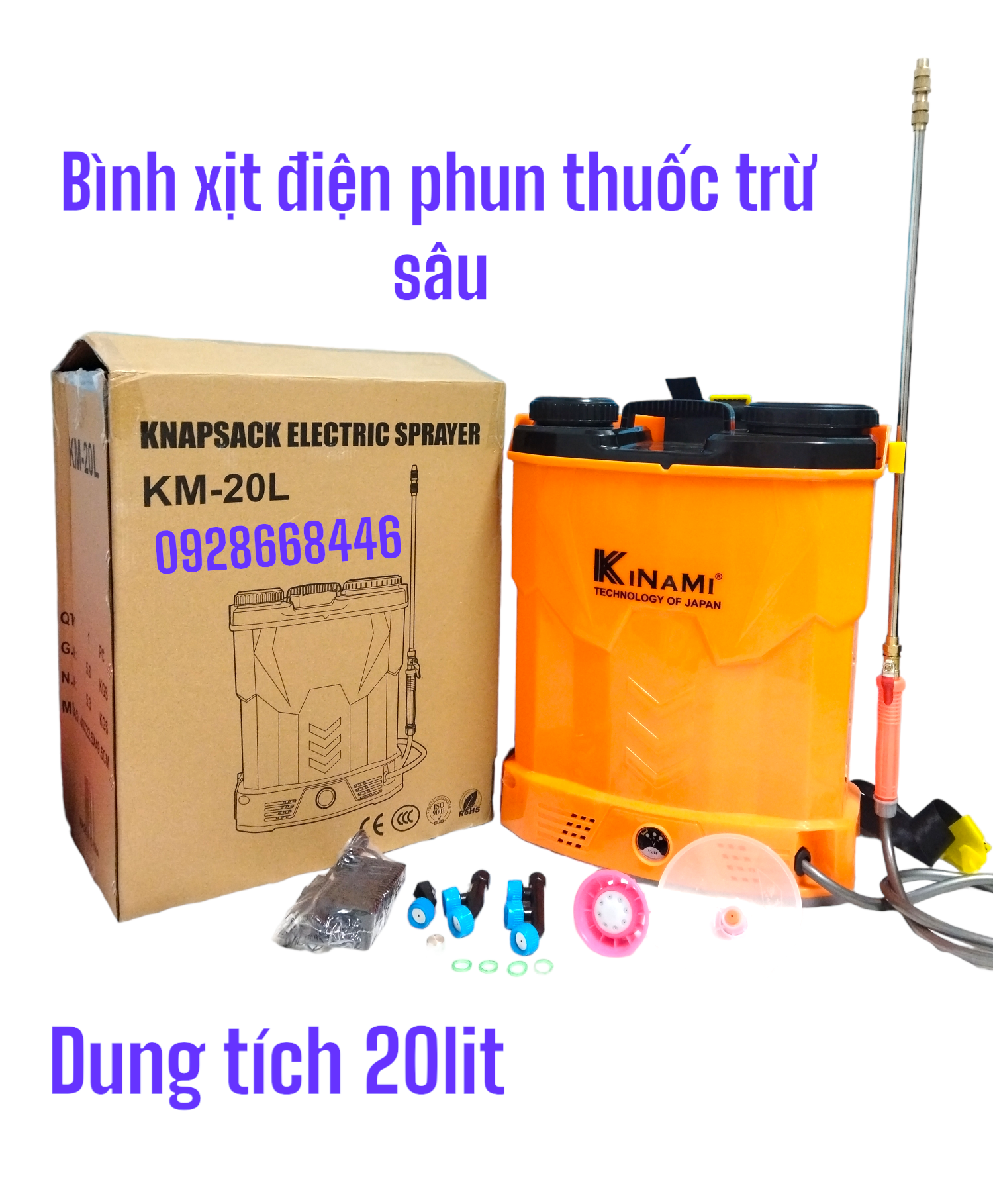 Bình phun thuốc trừ sâu bằng điện 20lit 1 bơm.