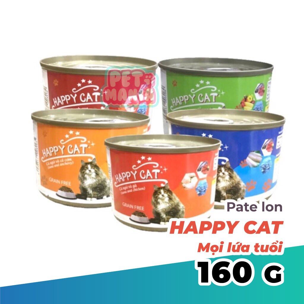 Pate Happy Cat cho mèo - Lon 160gr Thức ăn ướt cho mèo