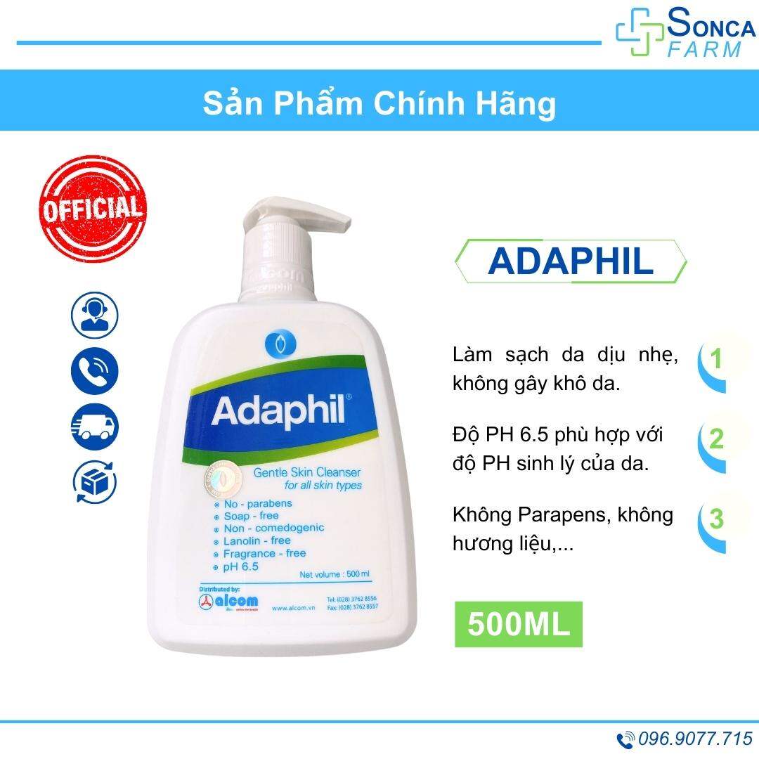 Sữa rửa mặt adaphil chai 500ml sử dụng cho da mụn, da nhạy cảm
