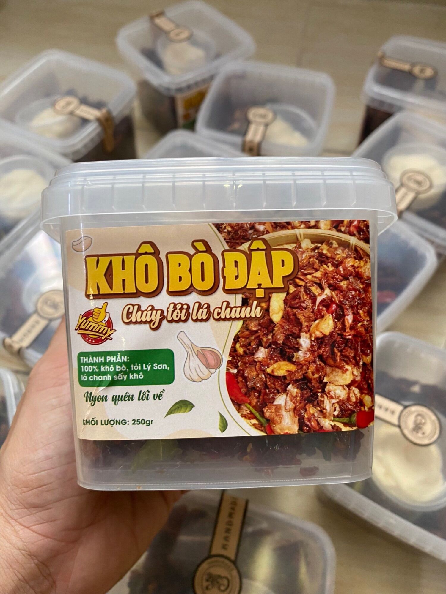 🍃khô bò đập cháy tỏi lá chanh🍃 300gr