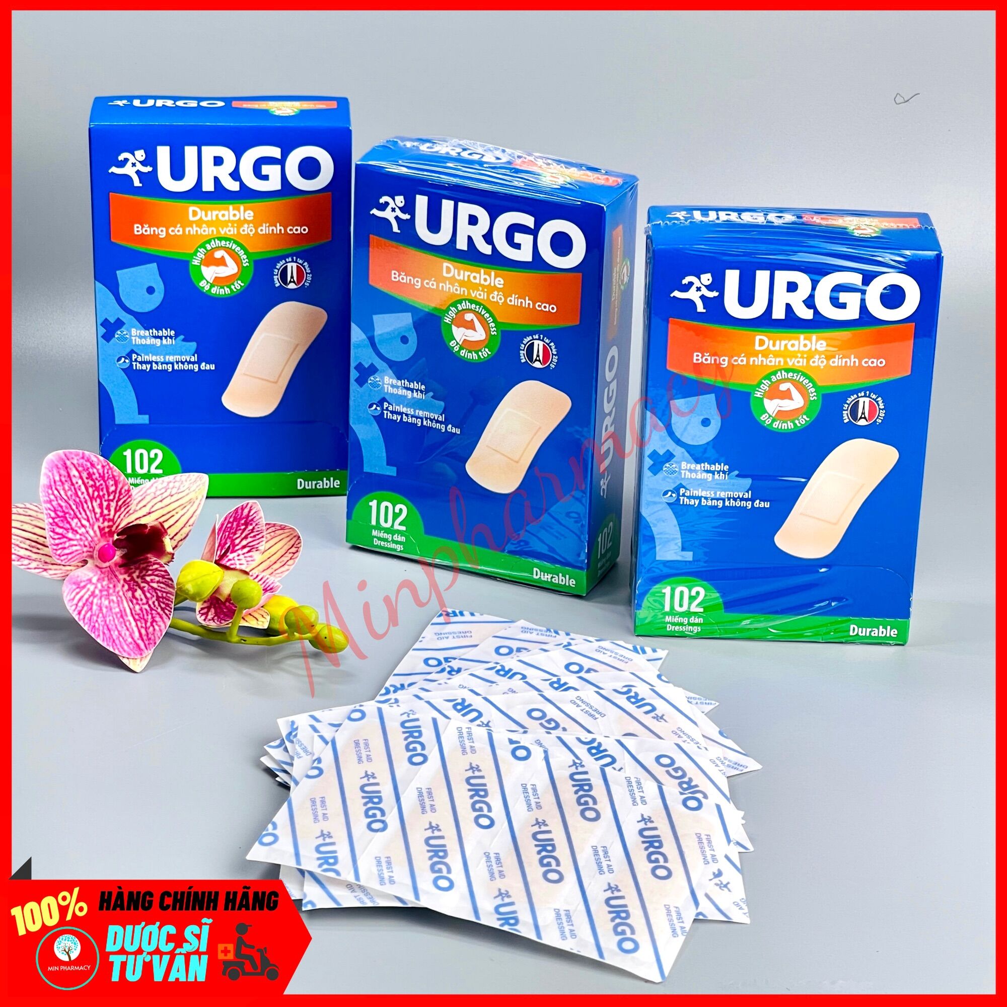 Băng cá nhân vải độ dính cao Urgo Durable (100 miếng/hộp) - Minpharmacy