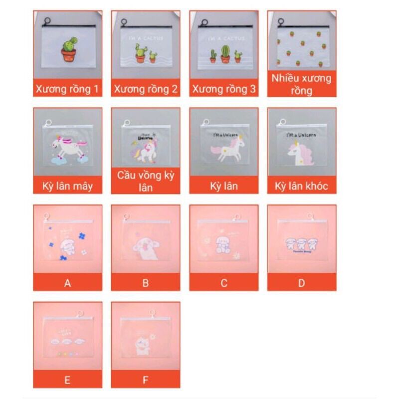 TÚI ZIP đựng bút A5 nhiều mẫu dễ thương