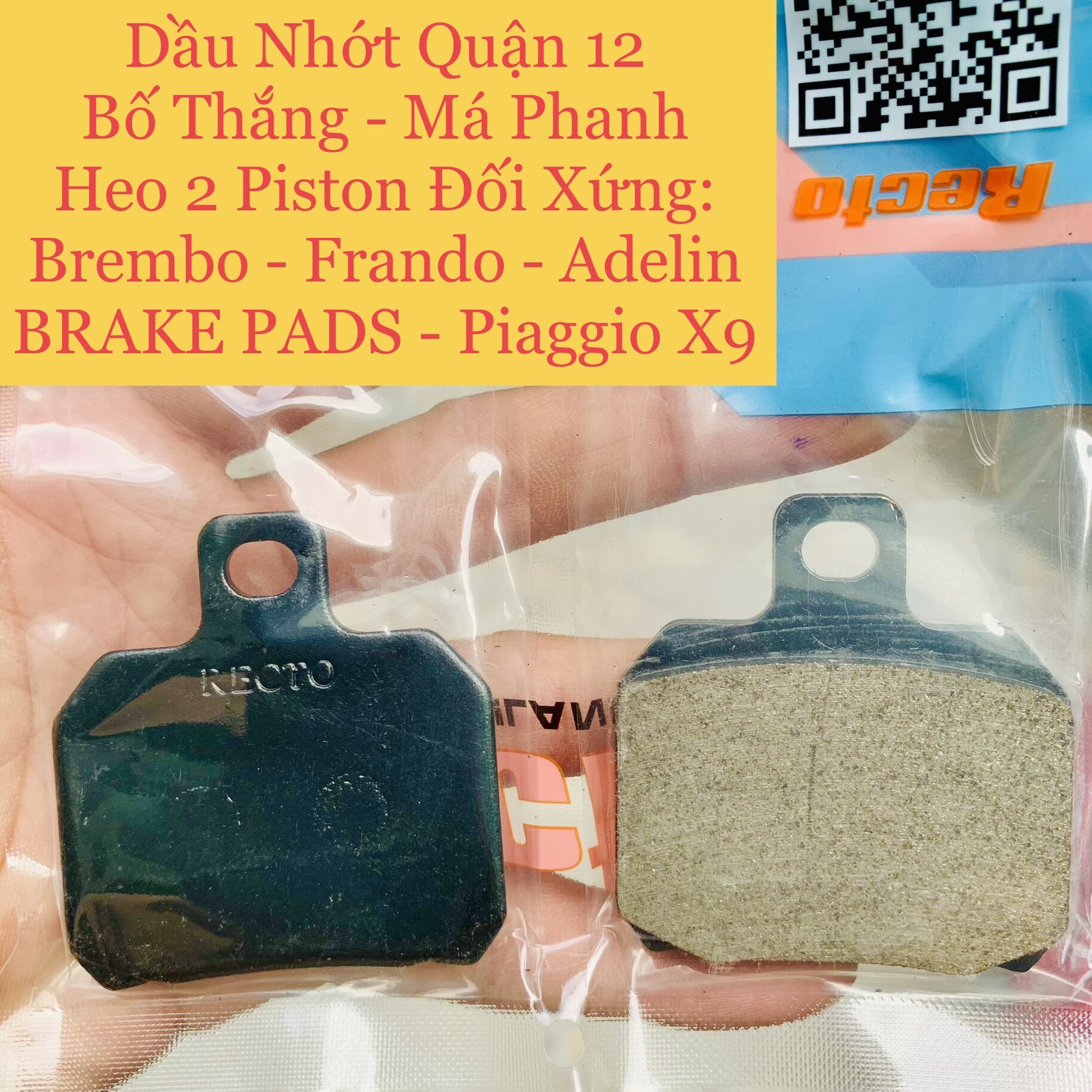 Bố thắng - má phanh 2 piston đối xứng recto piaggio x9 dùng thay cho heo brembo - frando - adelin
