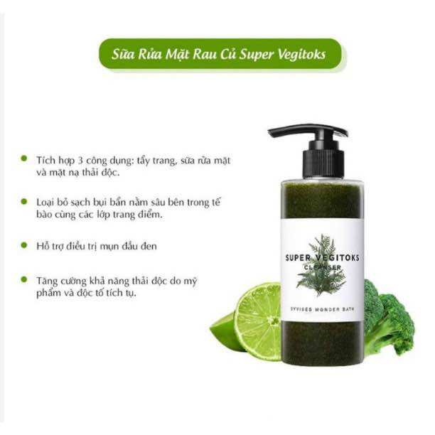 Sữa rửa mặt rau củ Super Vegitoks Cleanser thải độc 300ml