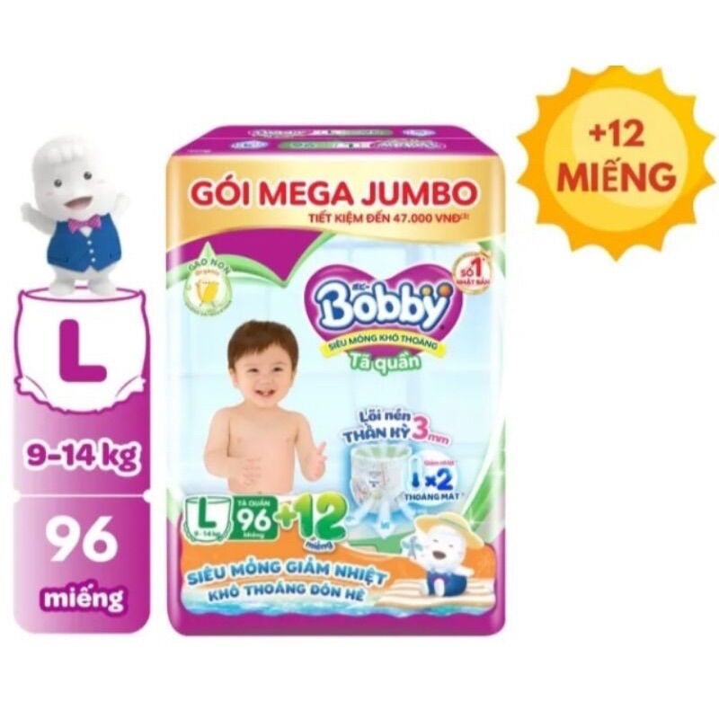 [TẶNG 12 QUẦN] tã quần mega jumbo L104/L96+12