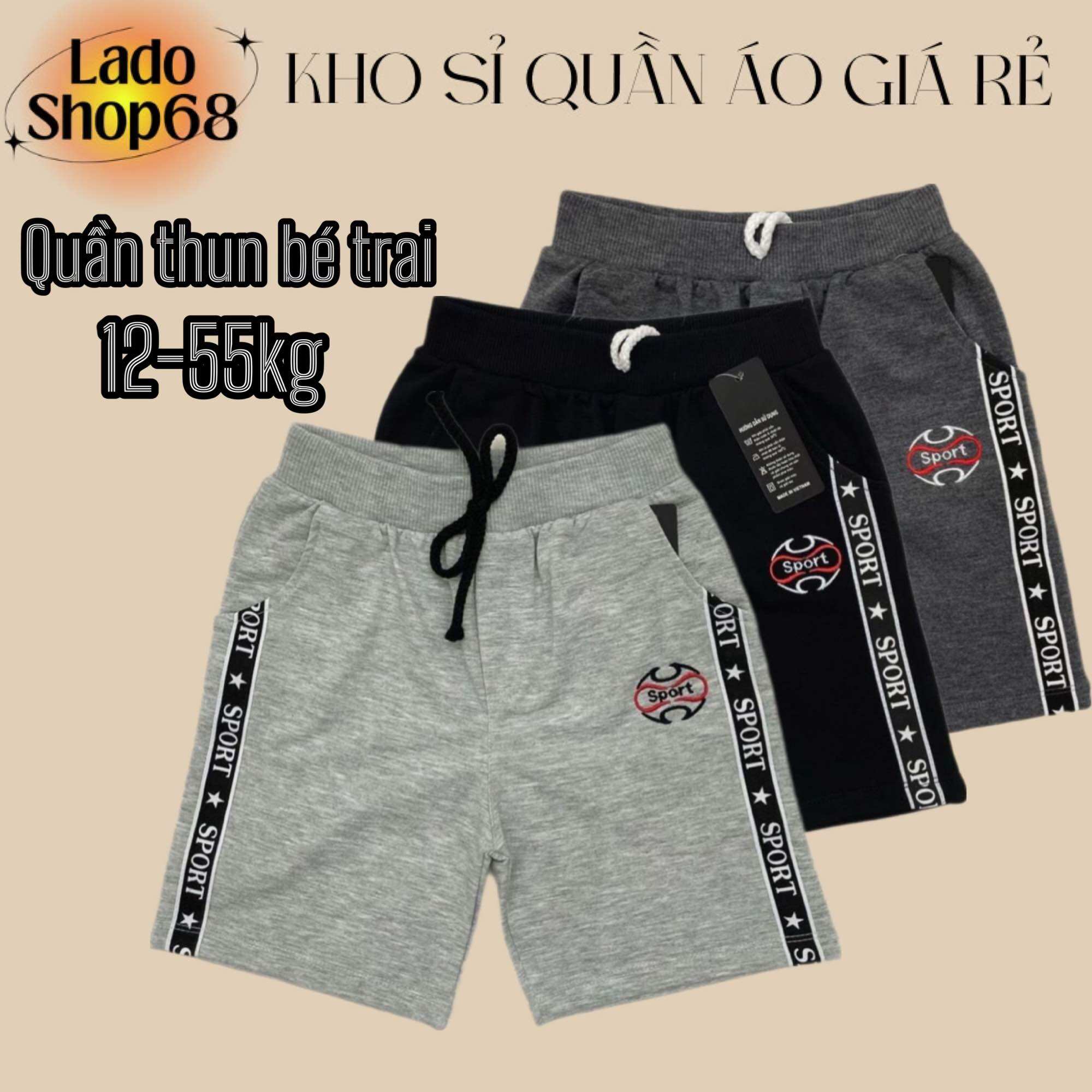 Quần thun bé trai - quần short bé trai dáng thể thao