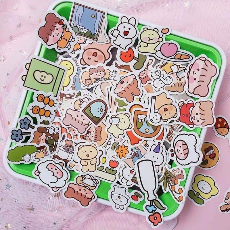 Sticker cô gái gấu thỏ