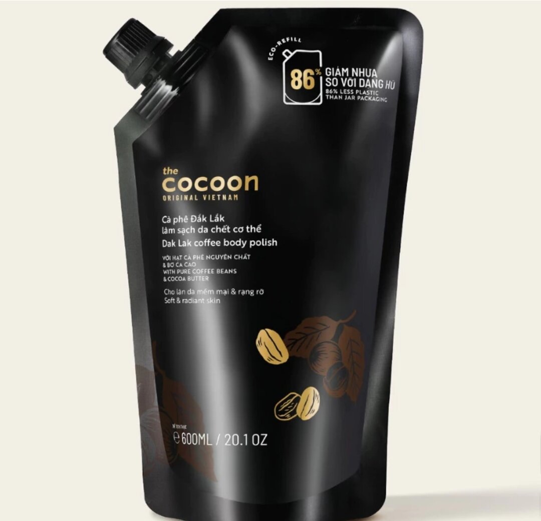 Tẩy Bào Chết Cà Phê CoCoon Đắk Lắk 600ml ( dạng túi ) làm sạch , sáng và mềm mịn da