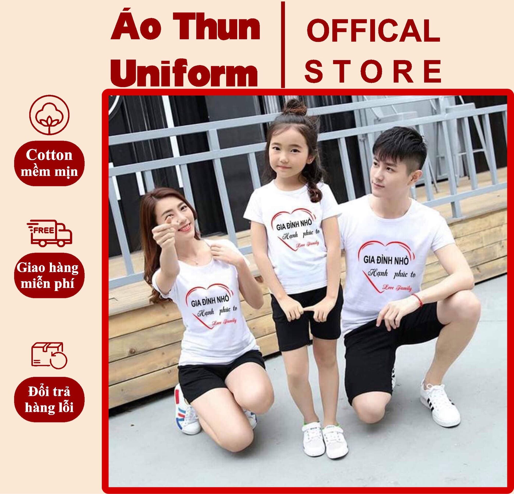 Áo thun gia đình 3/4/5 người mẫu gia đình nhỏ hạnh phúc to chất đẹp co giãn mềm mịn