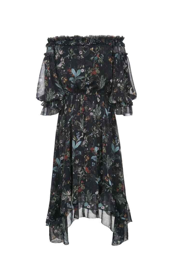 [Size S-M-L] Vero Moda Đầm hoa maxi trễ vai kèm dây thắt nơ eo