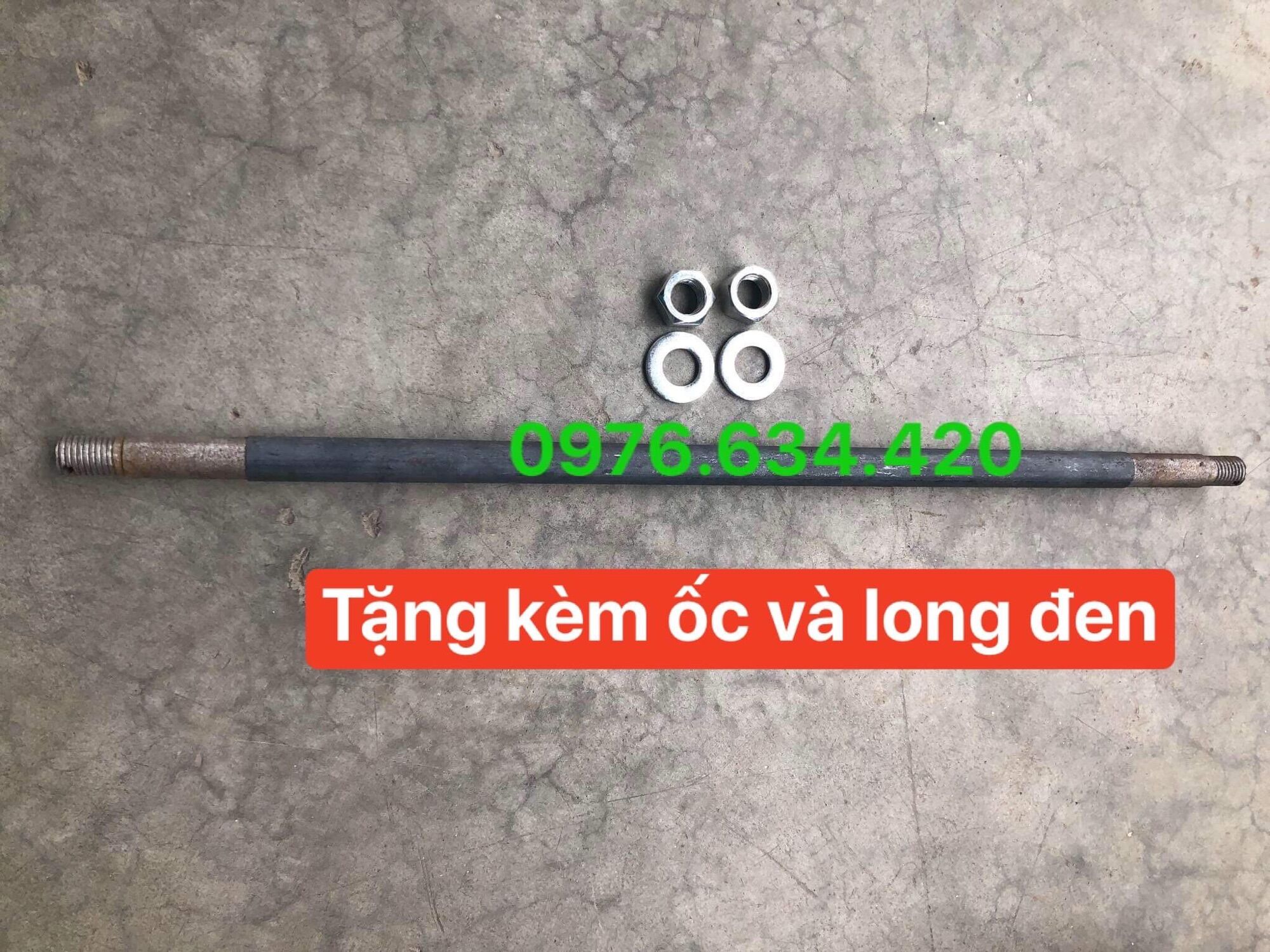Trục bánh xe đẩy hàng 54cm và 70cm đường kính 2 đầu trục 17mm