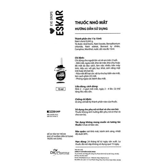 Nhỏ mắt Eska - 15ml
