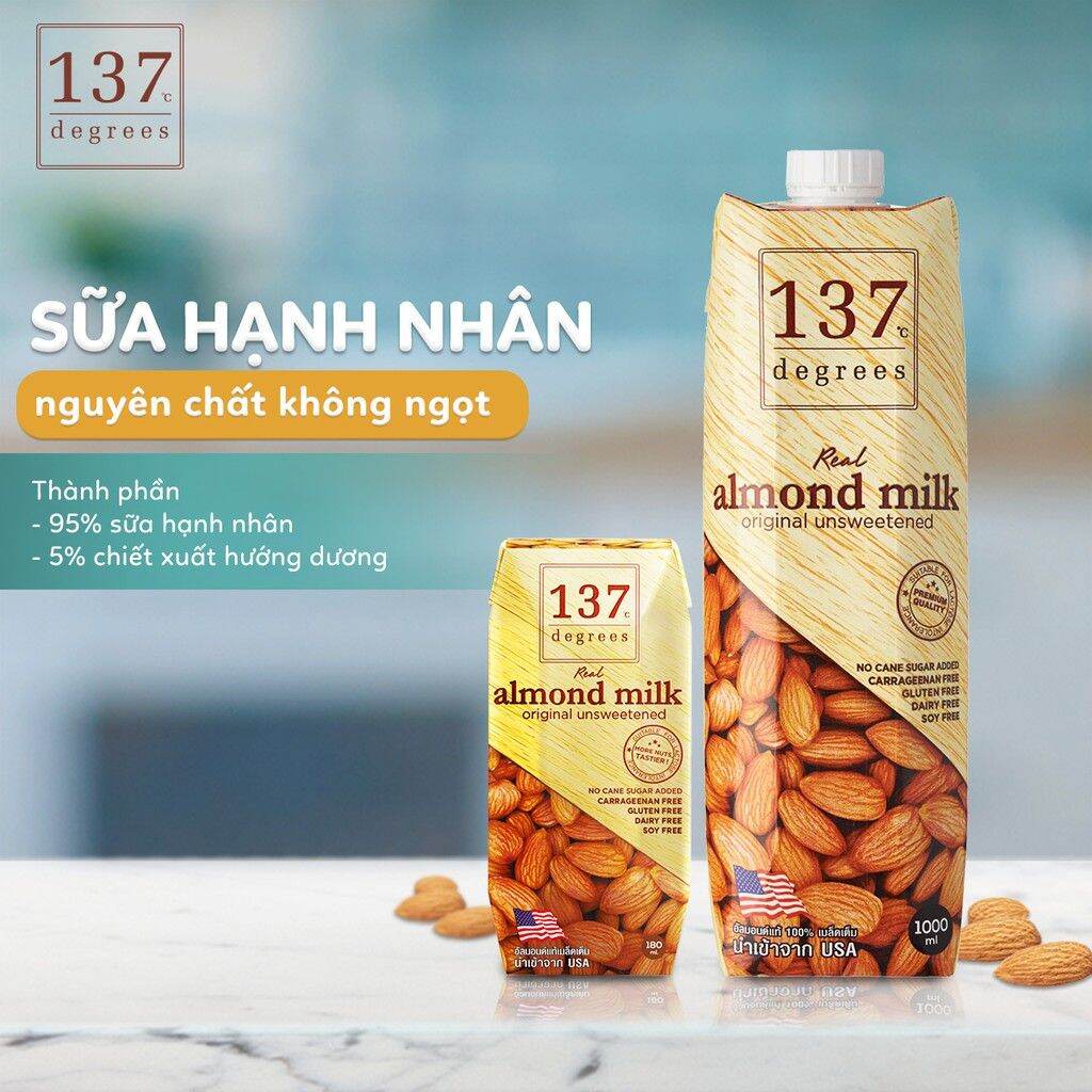 [HCM( Sale mạch)( Mua 2+1)]Sữa hạt Hạnh nhân Không đường 137 DEGREES 1000ml(Mua 2c tặng 1 chai thuq62n khiết 1l)ml
