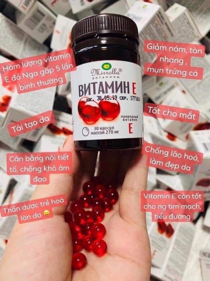 Vitamin E Đỏ Nga Mirrolla Hàm Lượng 270 Dạng Lọ