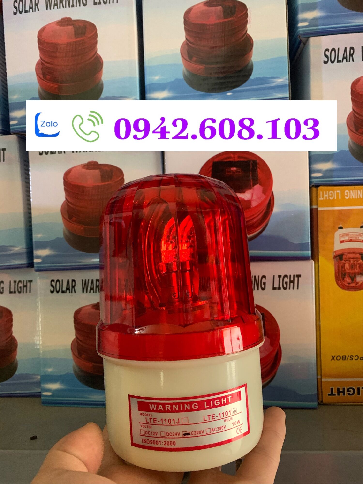 Đèn quay cảnh báo không còi màu đỏ 220v