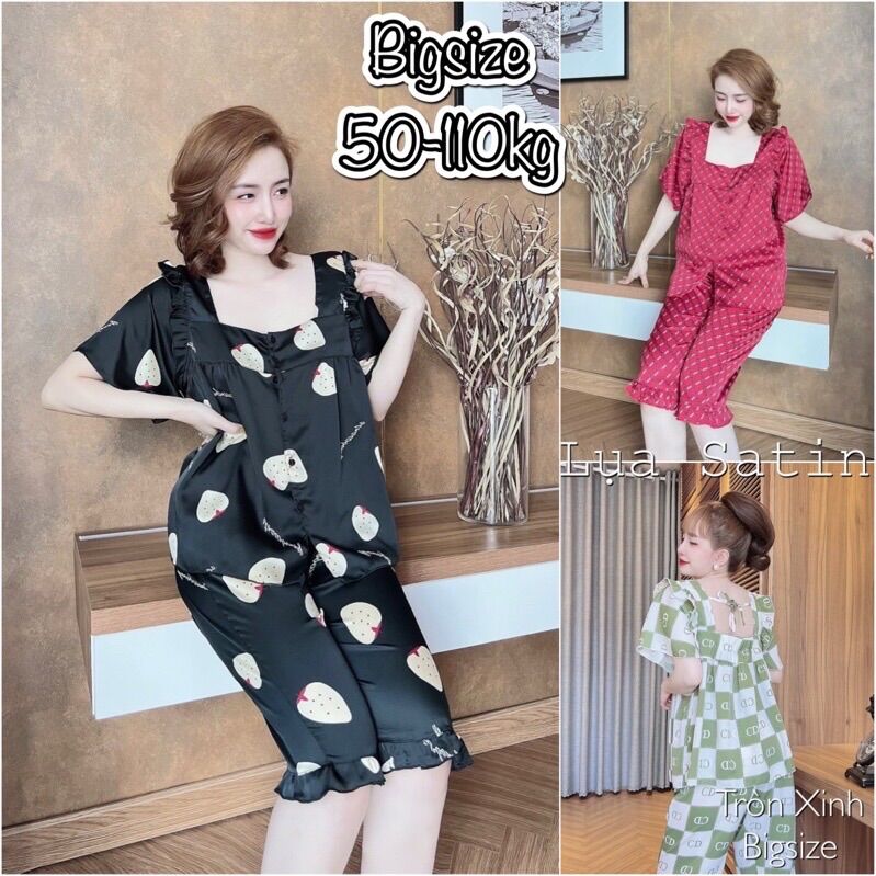 Đồ bộ Lụa Satin Ren Bigsize cao cấp - Lửng