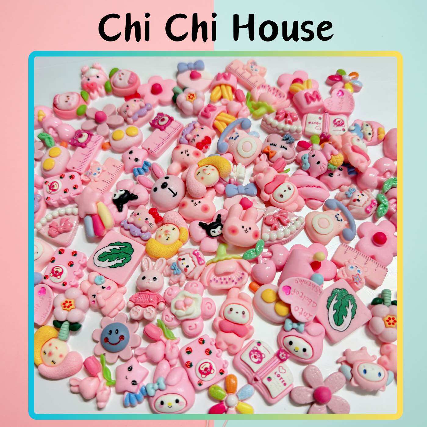 Túi 5/10/20 cái charm nhám/center theo tone màu hồng nhạt loại dùng để làm phụ kiện tóc,slime, dán ốp lưng, bình nước