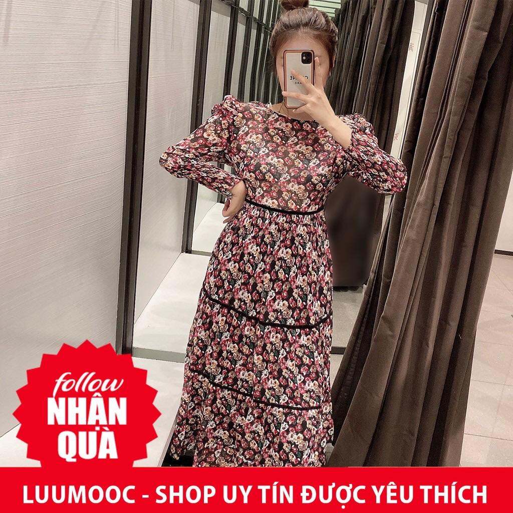 Đầm Zara hoa tím voan siêu đẹp DH4DDG69N10